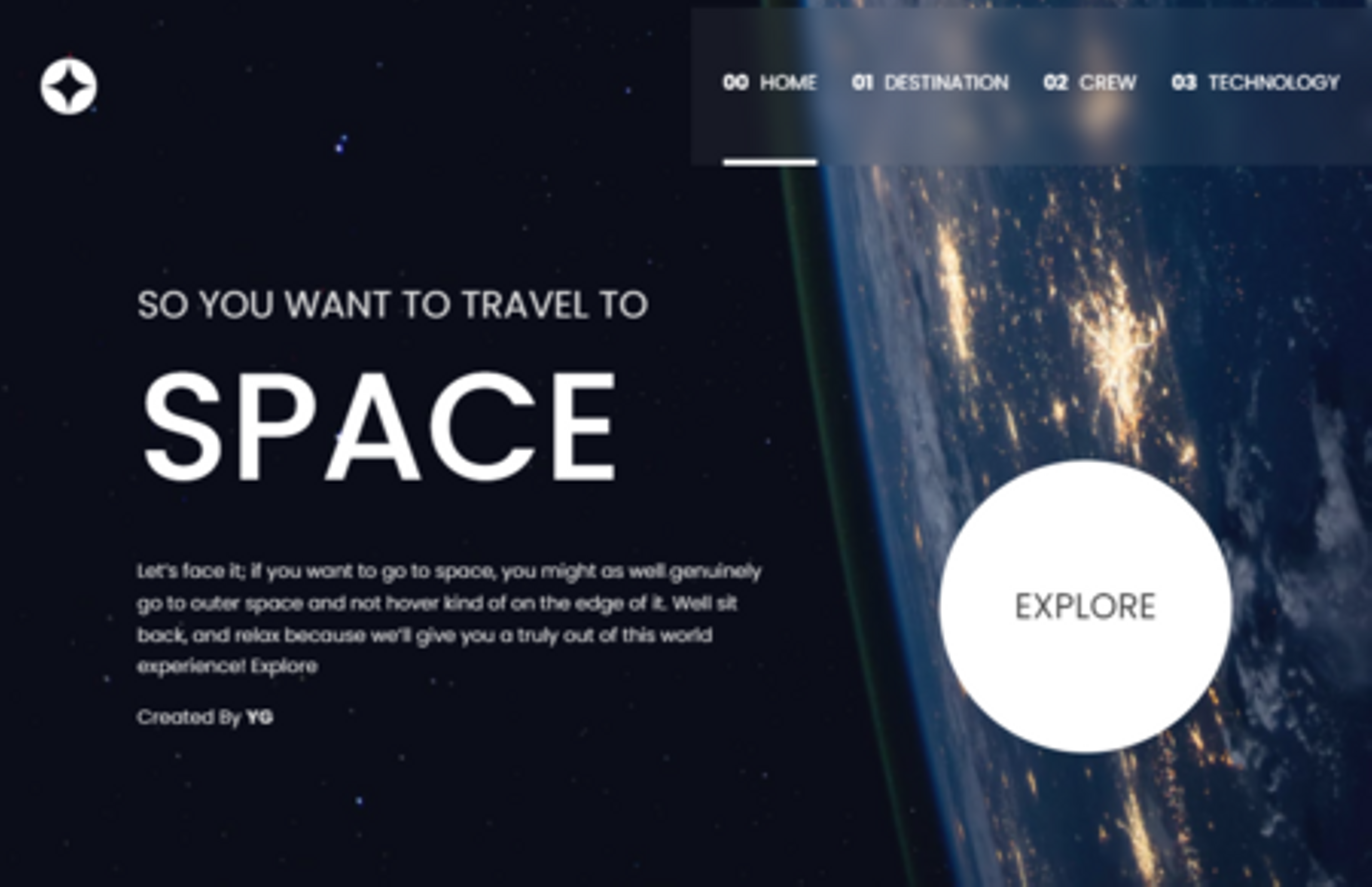 Space tourism multi-page website